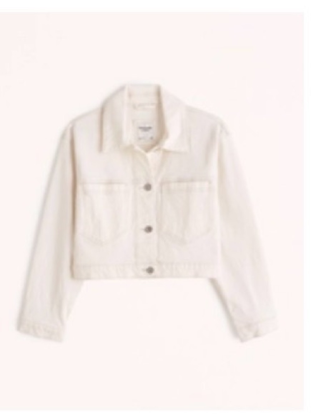 Abercrombie & Fitch Cream Cropped Denim Jacket